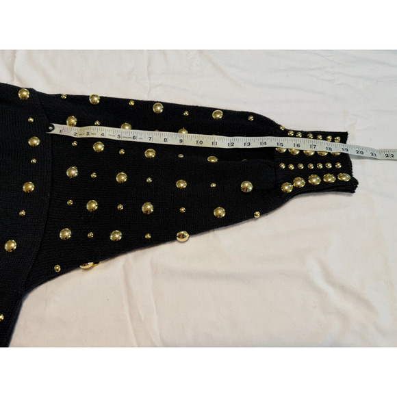 Vintage statement Black & Gold open festive Cardigan Fully Embellished stud 3X - Picture 6 of 8